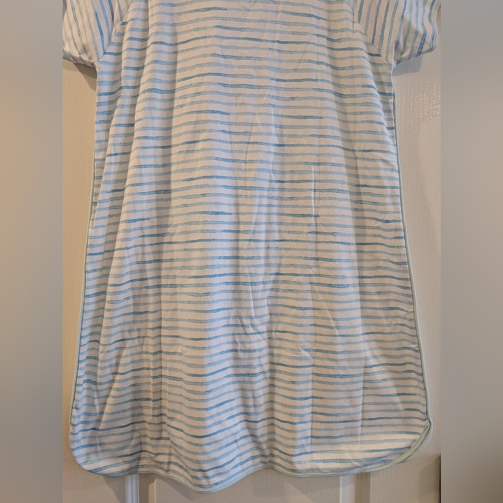 LAKE Pajamas Nightgown 100% Pima Cotton Saltwater Stripe Blue White Stripe M - Picture 9 of 11